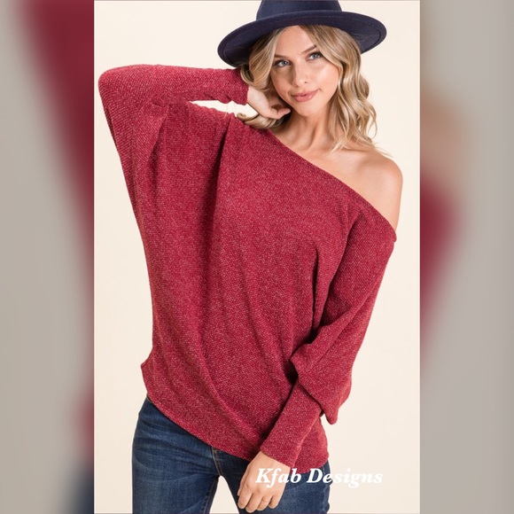 Tops - 🥰LAST Dolman Sleeve Off Shoulder Soft Sweater Top